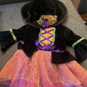 Kids Witch Costume with Hat - Black and Orange